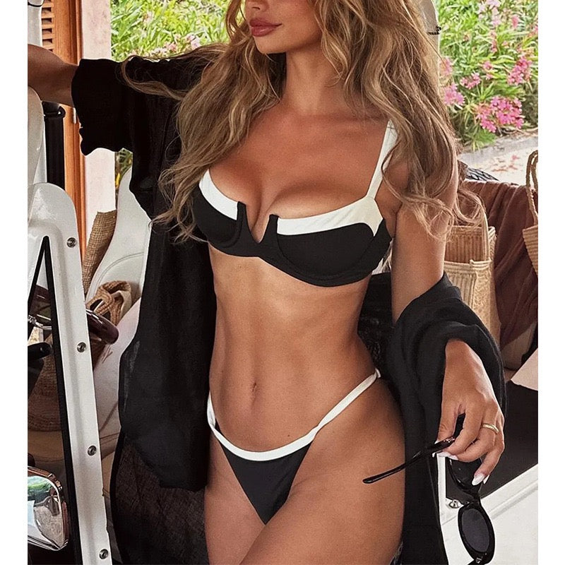 Black And White Bikini Set