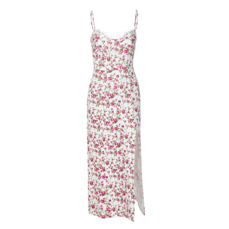 Lace Trim Floral Dress