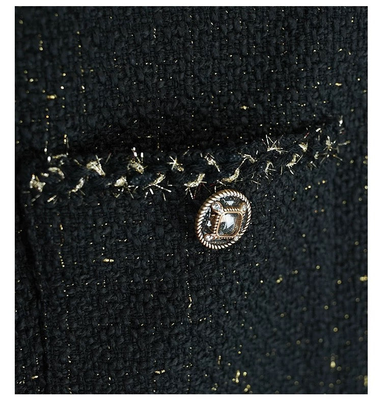 Black & Gold Tweed Gilet