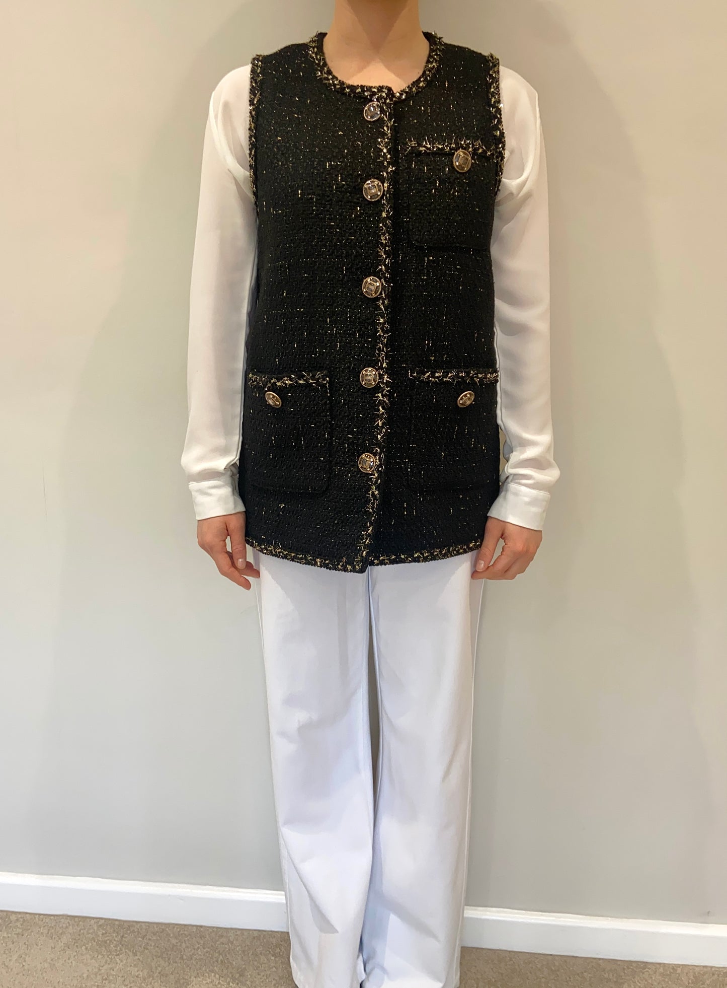 Black & Gold Tweed Gilet