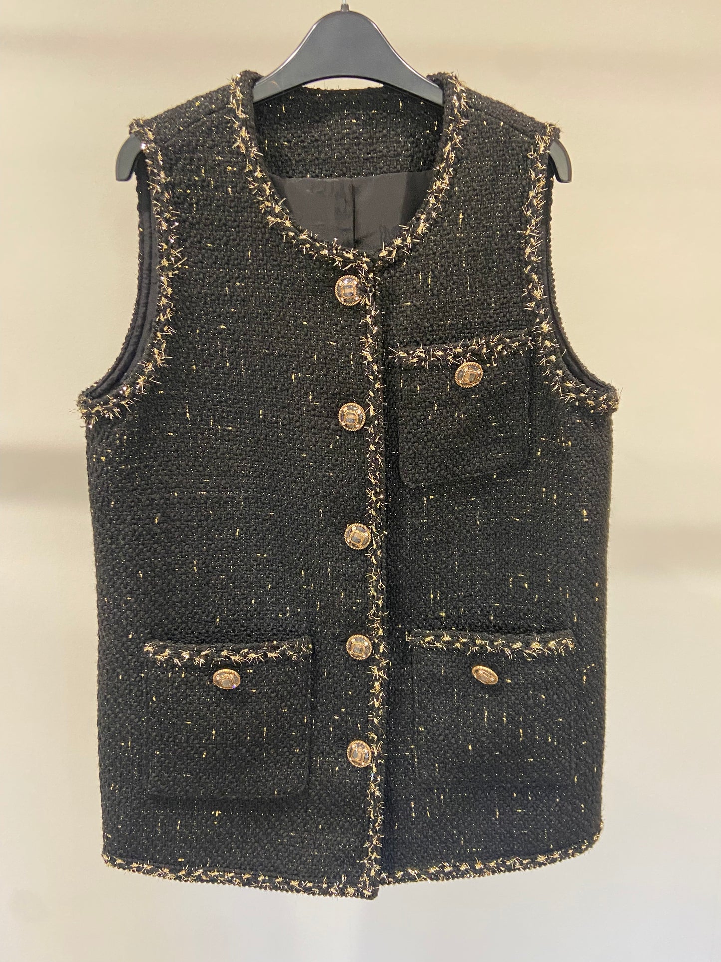 Black & Gold Tweed Gilet