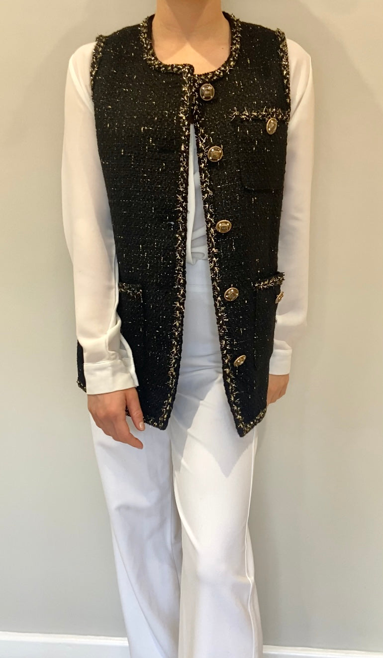 Black & Gold Tweed Gilet