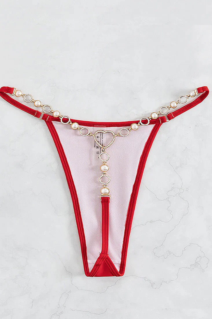 Embellished thong Bikini set