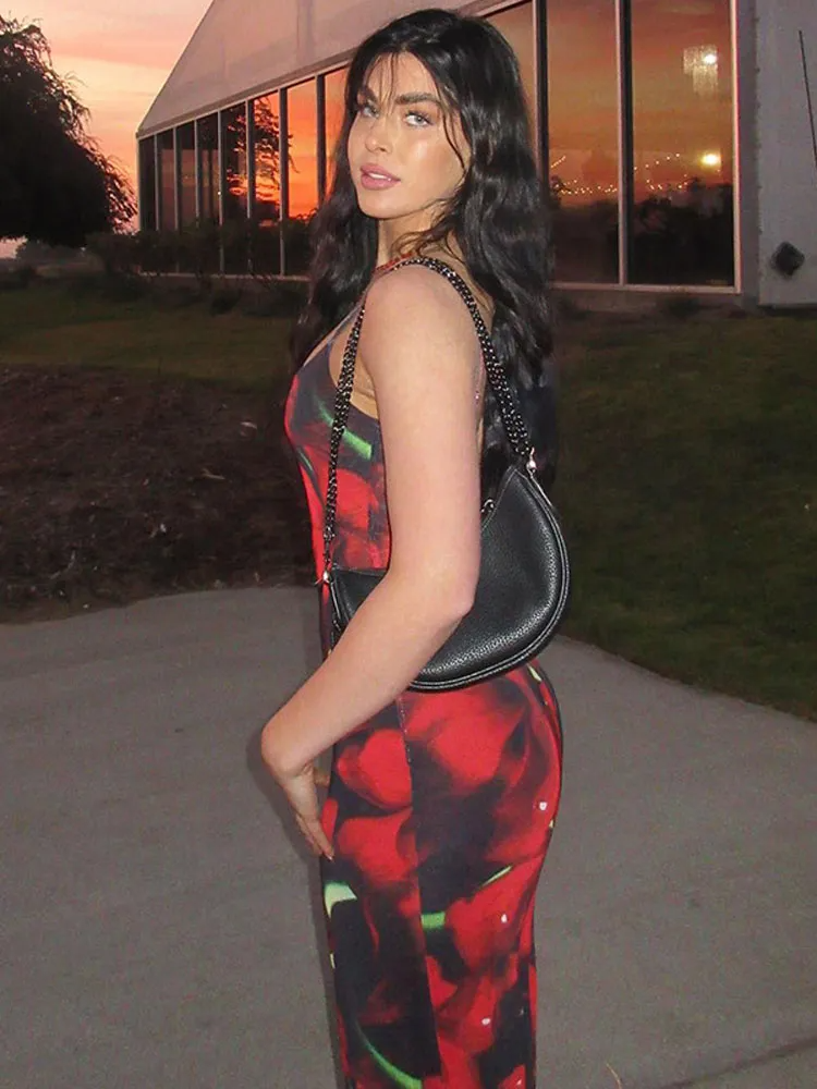 Amaryllis Print Maxi Dress