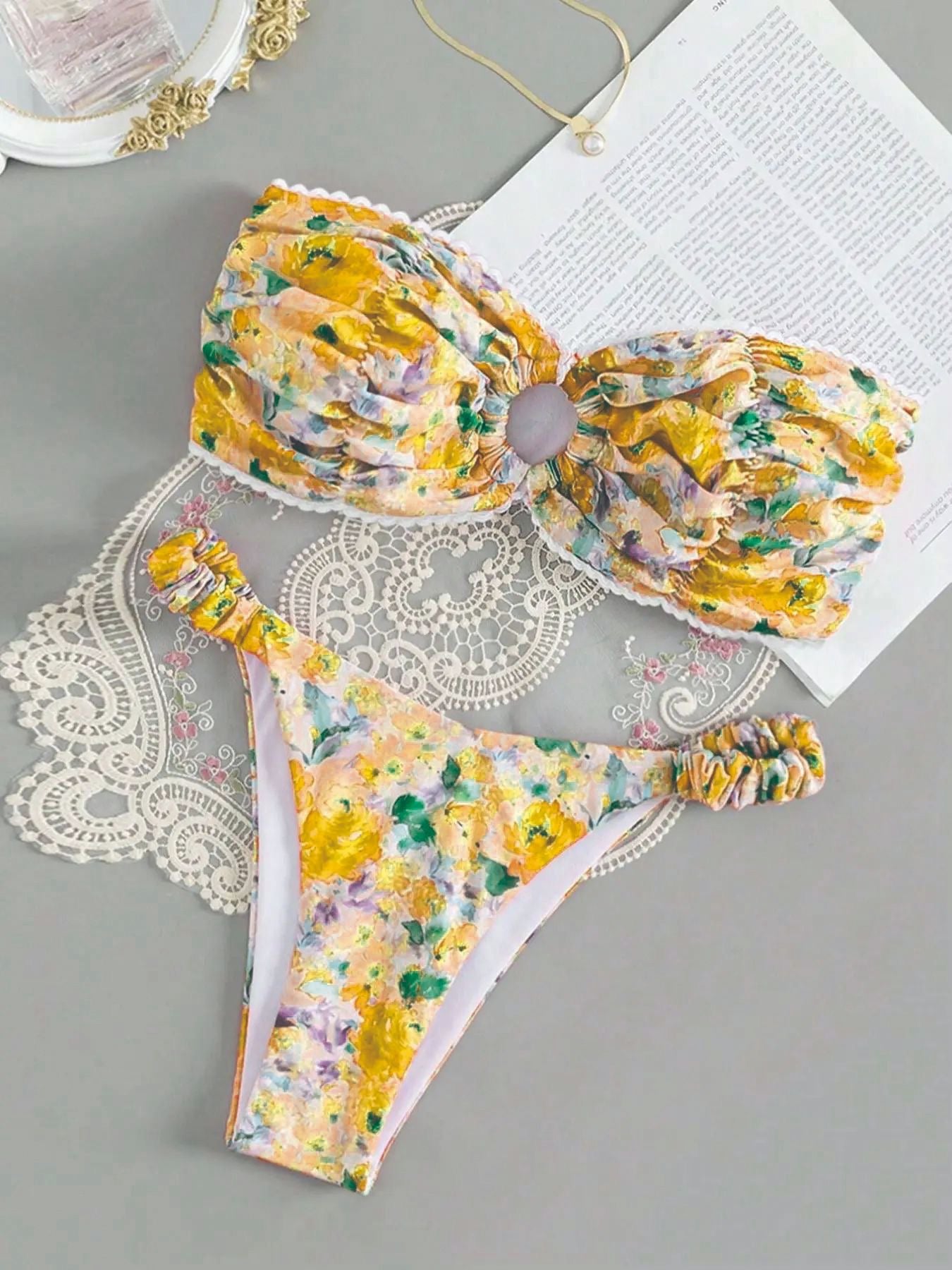 Flower Print Bikini Set