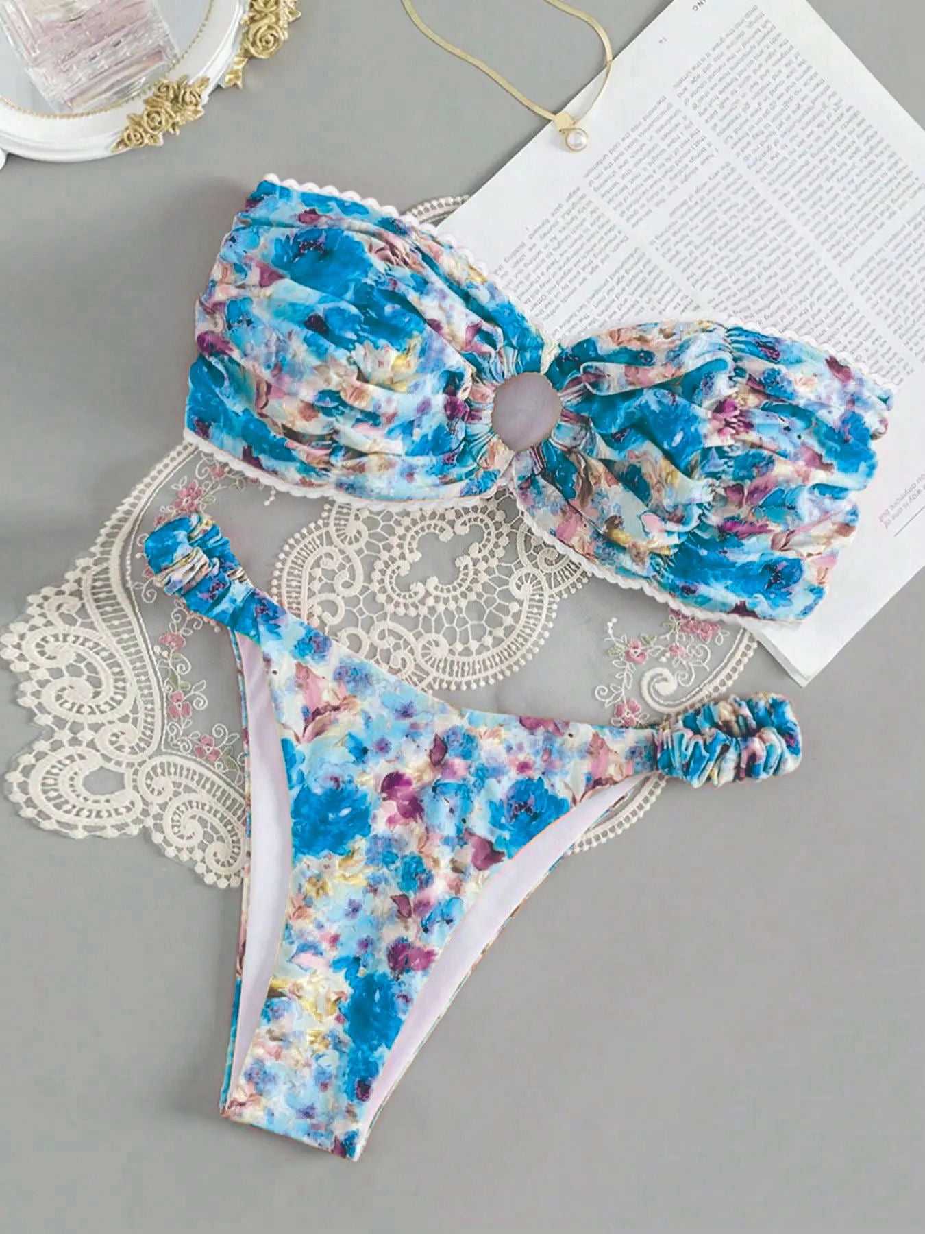 Flower Print Bikini Set