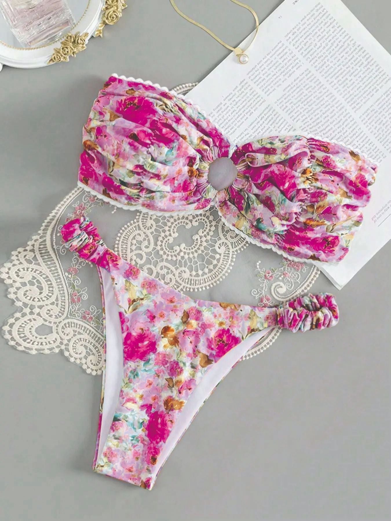 Flower Print Bikini Set